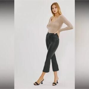 Kancan Darla High Rise Kick Flare Pant Women 26 Black Faux Leather Grunge Goth